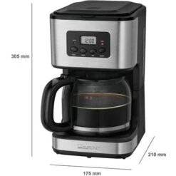 Clatronic KA 3642 Cafetera De Goteo Programable, 12/14 Tazas 1,5 L, Válvula Antigoteo, Mantiene Caliente, LCD 24H 900W Negro/Plata -Cocina Electrodomésticos Ventas 14370653 3