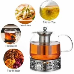 Monzana Tetera De Vidrio 1,5L Con Infusor De Acero Inoxidable Para Todo Tipo De Té Bebidas Calientes Portavelas Incluido 10 Monzana Tetera De Vidrio 1,5L Con Infusor De Acero Inoxidable Para Todo Tipo De Té Bebidas Calientes Portavelas Incluido -Cocina Electrodomésticos Ventas 26286398 4