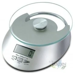 Peso Alimentos Cocina, Vidrio 5 Kg Gris, Graduación 1 Gr. Diámetro 15 Cm