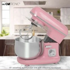 Bomann KM 6030 Robot Batidora Amasadora Repostería, 5 Litros, Velocidad Regulable Electrónica, Diseño Vintage 1100W Rosa -Cocina Electrodomésticos Ventas 27851647 5