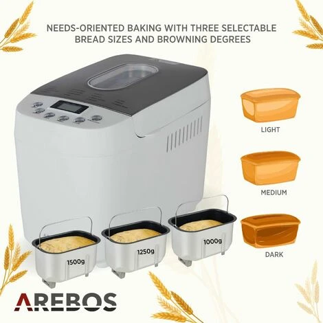AREBOS Panificadora Capacidad 1500g 15 Programas 3 Niveles Automática 850W 6 AREBOS Panificadora Capacidad 1500g 15 Programas 3 Niveles Automática 850W - Imagen 4