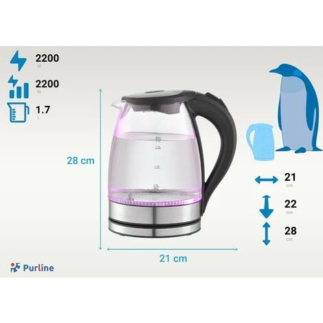Hervidor Eléctrico 2200W De Cristal Y Acero 1.7 L 6 Hervidor Eléctrico 2200W De Cristal Y Acero 1.7 L - Imagen 4