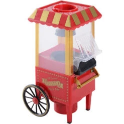 HOMCOM Palomitero Vintage Máquina De Palomitas De Maíz Portátil 1200w 22x19x39CM Rojo
