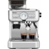 COSTWAY Cafetera Con Molinillo Espumador De Leche Cafetera Con Control De Temperatura PID, Tanque De Agua De 2L, Acero Inoxidable