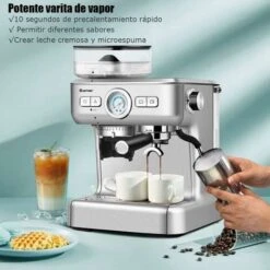 COSTWAY Cafetera Con Molinillo Espumador De Leche Cafetera Con Control De Temperatura PID, Tanque De Agua De 2L, Acero Inoxidable -Cocina Electrodomésticos Ventas 38744989 4