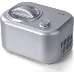 COSTWAY Heladora Eléctrica Máquina Para Hacer Helados De 1 L De 100 W Con 3 Modos/Compresor Incorporado/Cuchara Para Hogar (Plata)