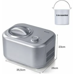 COSTWAY Heladora Eléctrica Máquina Para Hacer Helados De 1 L De 100 W Con 3 Modos/Compresor Incorporado/Cuchara Para Hogar (Plata) 9 COSTWAY Heladora Eléctrica Máquina Para Hacer Helados De 1 L De 100 W Con 3 Modos/Compresor Incorporado/Cuchara Para Hogar (Plata) -Cocina Electrodomésticos Ventas 38745521 3