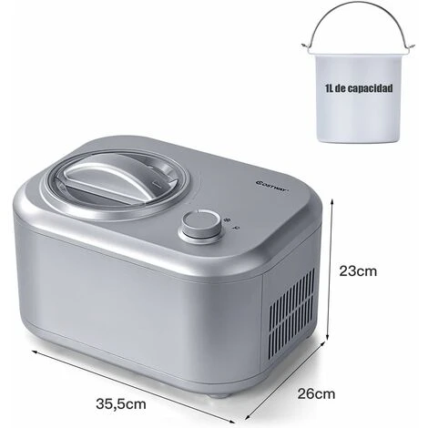 COSTWAY Heladora Eléctrica Máquina Para Hacer Helados De 1 L De 100 W Con 3 Modos/Compresor Incorporado/Cuchara Para Hogar (Plata) 5 COSTWAY Heladora Eléctrica Máquina Para Hacer Helados De 1 L De 100 W Con 3 Modos/Compresor Incorporado/Cuchara Para Hogar (Plata) - Imagen 3