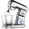 COSTWAY Batidora Eléctrica 1300W Máquina De Cocina Amasadora De 4,5L Máquina De Masa De Acero Inoxidable Con Tazón, Gancho Para Masa (Plata)