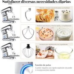 COSTWAY Batidora Eléctrica 1300W Máquina De Cocina Amasadora De 4,5L Máquina De Masa De Acero Inoxidable Con Tazón, Gancho Para Masa (Plata) -Cocina Electrodomésticos Ventas 38745736 5