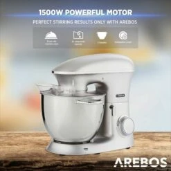 AREBOS Batidora Amasadora 1500W XXL 8L Tazón Mezcla Acero Inoxidable 6 Velocidade Plata -Cocina Electrodomésticos Ventas 41644133 4