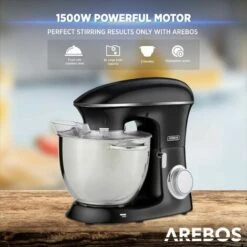 AREBOS Batidora Amasadora 1500W XXL 8L Tazón Mezcla Acero Inoxidable 6 Velocidade Negro -Cocina Electrodomésticos Ventas 41644139 4
