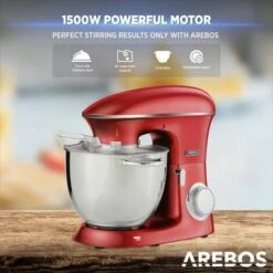 AREBOS Batidora Amasadora 1500W XXL 8L Tazón Mezcla Acero Inoxidable 6 Velocidade Rojo -Cocina Electrodomésticos Ventas 41645609 4