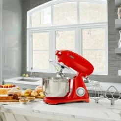 AREBOS Batidora Amasadora 1800W 6L Cuenco Acero Inoxidable 6 Velocidade Silencioso Rojo -Cocina Electrodomésticos Ventas 42176790 2