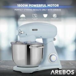 AREBOS Batidora Amasadora 1800W 6L Cuenco Acero Inoxidable 6 Velocidade Silencioso Azul -Cocina Electrodomésticos Ventas 42176792 4