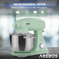 AREBOS Batidora Amasadora 1800W 6L Cuenco Acero Inoxidable 6 Velocidade Silencioso Verde -Cocina Electrodomésticos Ventas 42176907 4