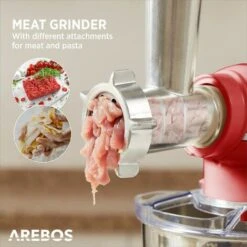 AREBOS 1500W Batidora Amasadora Multifunción 6en1 Batidora Pie Máquina Pasta Picadora 5,5L Rojo -Cocina Electrodomésticos Ventas 42518189 3