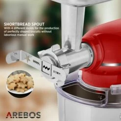 AREBOS 1500W Batidora Amasadora Multifunción 6en1 Batidora Pie Máquina Pasta Picadora 5,5L Rojo -Cocina Electrodomésticos Ventas 42518189 5