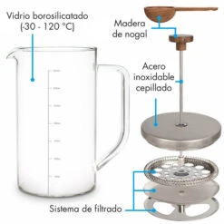 Klarstein Cafetera Francesa Ristretto 0,35 Litros Vidrio Borosilicato Acero Inoxidable Madera De Nogal -Cocina Electrodomésticos Ventas 42753596 5