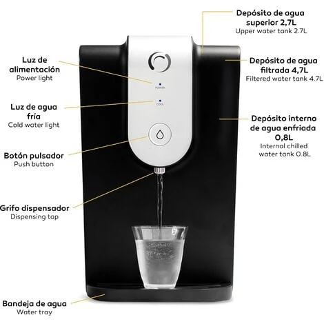 AQUA OPTIMA Lumi Enfriador De Agua Filtrada De 8,2 Litros + 1 Cartucho De Filtro. 4 AQUA OPTIMA Lumi Enfriador De Agua Filtrada De 8,2 Litros + 1 Cartucho De Filtro. - Imagen 2