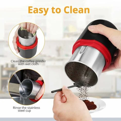 Molinillo De Café Eléctrico De 150 W, Molinillo De Granos, Capacidad De 120 G, Con Cepillo De Limpieza, Cucharilla 2 En 1 Y Tamper (negro) 6 Molinillo De Café Eléctrico De 150 W, Molinillo De Granos, Capacidad De 120 G, Con Cepillo De Limpieza, Cucharilla 2 En 1 Y Tamper (negro) - Imagen 4