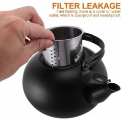 Té Negro Tetera De Acero Inoxidable Con Infusor Y Mango Para Calentar Agua Hirviendo Té Utensilios 22X20X17CM -Cocina Electrodomésticos Ventas 63885093 3