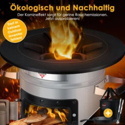 KESSER® Horno Rocket, Incluye Parrilla De Hierro Fundido Con Bolsa De Transporte, Horno Holandés, Barbacoa, Horno De Leña Rocket, Estufa De Camping, Parrilla De Camping, Acero Inoxidable Grau (de) -Cocina Electrodomésticos Ventas 69976504 4