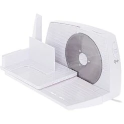 Adler AD4703 Cortafiambres Plegable, Cuchilla Especial Acero Inox., Corte Ajustable 15 Mm, Disco Corte 17 Cm 400W Blanco