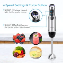 Batidora Mano, 1000 W, 4 Cuchillas De Acero Inoxidable 304, Batidora De Mano Con 6 Velocidades Y Función Turbo, Incluye Un Vaso Medidor De 600 Ml, Libre De BPA, Negro Y Plateado - Aigostar Mixmaster -Cocina Electrodomésticos Ventas 72291227 4