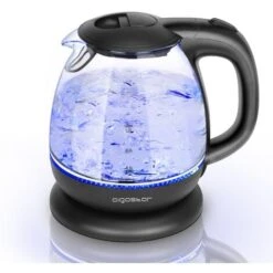 Hervidor De Agua Eléctrico, Vidrio De Borosilicato, Libre De BPA, 2200W, Iluminación LED, Capacidad 1L, Rápida Ebullición, Protección Contra La Ebullición En Seco, Base 360º - Aigostar Elfin