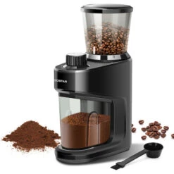 Aigostar Hills - Molinillo De Café Eléctrico Para Semillas, Especias, Frutos Secos Etc. Mecanismo Cónico De Acero Inoxidable, 15 Ajustes De Molienda, Capacidad 150gr, 150W. Recipiente Extraíble