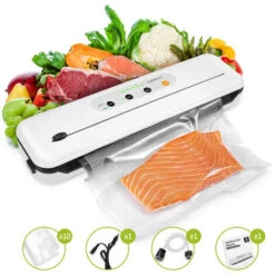 Envasadora Al Vacío Para Alimentos Secos Y Húmedos, Con Cortador De Bolsas, Piloto Indicador Luminoso, Incluye Bolsas Y Tubo Para Botes - Aigostar Doreen