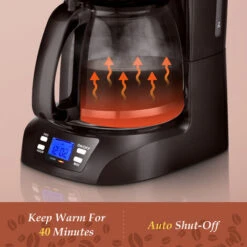 Cafetera De Goteo, 1.5 L(12 Tazas) Con Temporizador Programable, Filtro Reutilizable, Pantalla LCD, 800W, Cafetera Americano Con Auto Apagado, Función Mantener Caliente, Acero Inoxidable - Aigostar Be -Cocina Electrodomésticos Ventas 72291554 3