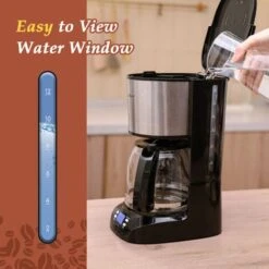 Cafetera De Goteo, 1.5 L(12 Tazas) Con Temporizador Programable, Filtro Reutilizable, Pantalla LCD, 800W, Cafetera Americano Con Auto Apagado, Función Mantener Caliente, Acero Inoxidable - Aigostar Be -Cocina Electrodomésticos Ventas 72291554 4