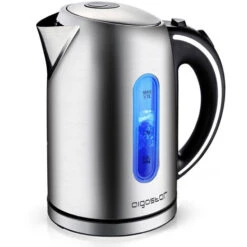 Aigostar King 30CEA – Hervidor De Agua Eléctrico, Con Iluminación Led, 1,7 L, 2200W, Libre De BPA, Acero Inoxidable, Filtro Antical Extraible, Apagado Automático Y Protección De Ebullición En Seco