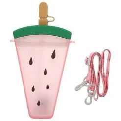 Vaso De Sandía Creativo, Vaso De Plástico Con Pajita, Cómoda Correa De Transporte, Vaso De Jugo 320 Ml