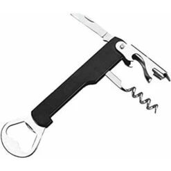 Sacacorchos/Abrebotellas, Aluminio, Negro, 14 X 3 X 1 Cm