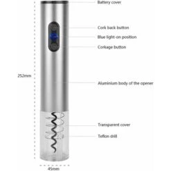 Abridor De Botellas Eléctrico, Sacacorchos Eléctrico, Abrebotellas Automático, Abridor De Vino Lite Set Con Sacacorchos Automático Y Cortador De Papel De Aluminio -Cocina Electrodomésticos Ventas 74997886 4