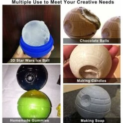 Molde De Cubitos De Hielo De La Estrella De La Muerte, Paquete De 6 Moldes De Silicona De Star Wars Para Hacer Bolas De Hielo Para Whisky, Bourbond Cola (6) -Cocina Electrodomésticos Ventas 75000443 4