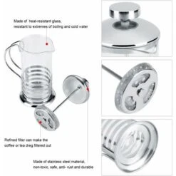 Cafetera De Prensa Francesa, Cafetera De Vidrio De Acero Inoxidable, Filtro Francés, Cafetera De Té, Prensa De émbolo -Cocina Electrodomésticos Ventas 75001268 3