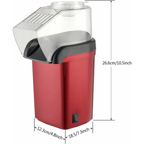 Máquina De Palomitas De Maíz De 1200 W, Máquina De Palomitas De Maíz, Máquina De Palomitas De Maíz De Aire Caliente Saludable Sin Aceite Ni Grasa (rojo) 6 Máquina De Palomitas De Maíz De 1200 W, Máquina De Palomitas De Maíz, Máquina De Palomitas De Maíz De Aire Caliente Saludable Sin Aceite Ni Grasa (rojo) - Imagen 4