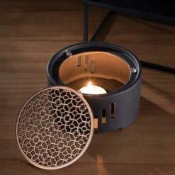 Calentador De Tetera De Cerámica Soporte Para Calentador De Velas Té Con Estante De Metal Estufa De Té Calentador De Leche Para Café En Casa Té De La Leche (sin Vela) READCLY -Cocina Electrodomésticos Ventas 80951888 4