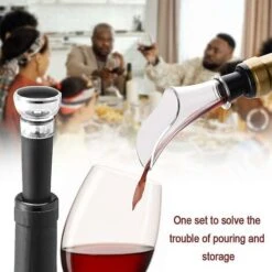 Pièce De Vin Aérateur De Vin Et 1 Pièce Bouchon De Vin Vide D'air Anti Goutte à Gote Bouchon De Vin De Silicona Reutilizable Vin Aspirateur D'air Pour Vin Rouge Champagne -Cocina Electrodomésticos Ventas 81286071 3