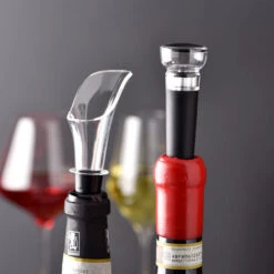 Pièce De Vin Aérateur De Vin Et 1 Pièce Bouchon De Vin Vide D'air Anti Goutte à Gote Bouchon De Vin De Silicona Reutilizable Vin Aspirateur D'air Pour Vin Rouge Champagne -Cocina Electrodomésticos Ventas 81286071 4