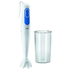 Braun Batidora De Brazo Minipimer MQ3000WH Smoothie. Antisalpicaduras. Sistema Easy Click. 700 W. 600 Ml. Color Blanco Y Azul