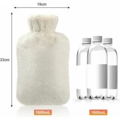 Botella De Agua Caliente De 1,8 L Con Funda De Felpa Suave, Botella De Agua Caliente De Goma Natural A Prueba De Fugas, Proporciona Calor Y Comodidad, Ideal Para Inviernos, Color Blanco -Cocina Electrodomésticos Ventas 87716214 4