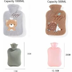 Botella De Agua Caliente De Goma Alta De 2 Piezas Botella De Agua Caliente Con Parte Superior Suave Y Esponjosa Alivio Del Dolor De Agua Para Noches Acogedoras Alivio Del Dolor De Hombro 1000ML 500ML -Cocina Electrodomésticos Ventas 87716245 3