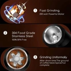 MOLINILLO DE CAFÉ ELÉCTRICO ESPECIAS PIMIENTA FRUTOS SECOS 200W CAPACIDAD 70GR GARANTÍA 24 MESES -Cocina Electrodomésticos Ventas 88896269 3