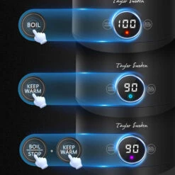 Hervidor De Agua Retro De Toque Frío, Doble Pared De Acero Inoxidable, 2200W, 1.7L, Ajuste De Temperatura, Pantalla LED Con Temperatura En Tiempo Real, Mantener Caliente 1 Hora - Taylor Swoden Asher -Cocina Electrodomésticos Ventas 89923190 4