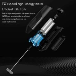 MODOU Espumador De Leche Eléctrico, Espumador De Leche Eléctrico Mini Batidor De Huevos, Mezclador De Bebidas Con Batidor De Acero Inoxidable Y Soporte Para Capuchino, Latte, Lat, Chocolate Caliente, -Cocina Electrodomésticos Ventas 90004561 3
